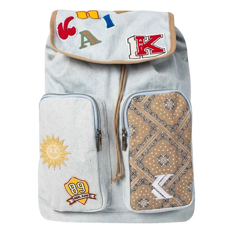 Plecak ze spranego denimu z nadrukiem